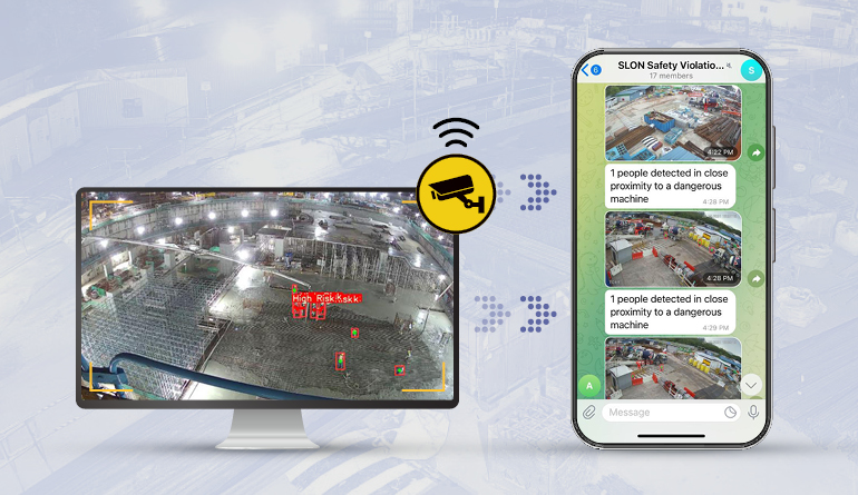 작업자의 안전을 실시간으로 체크하는 AI CCTV 1 people detecterd in close prioximityh to a dangerous machine